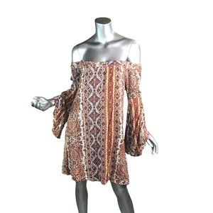 mm mm mm Women's Small Off The Shoulder Boho Mini Dress Stretchy Soft New!